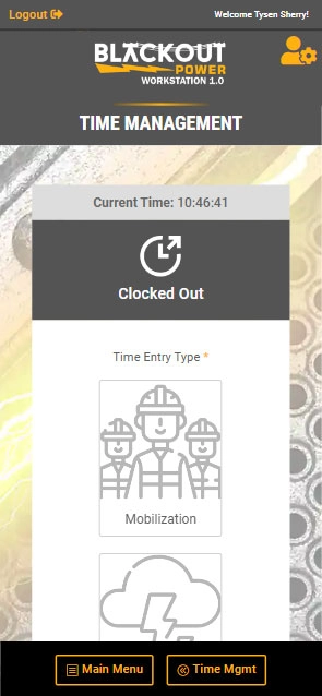 Blackout Power Clock In App