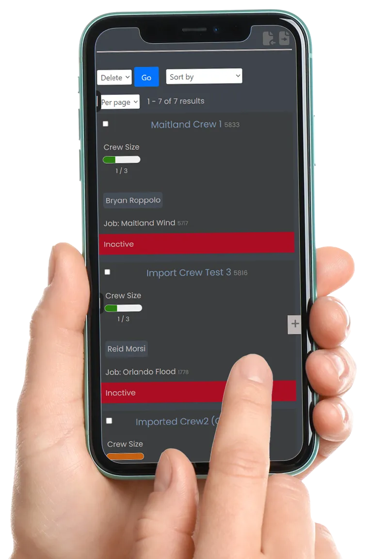 My Crew Builder app in hand