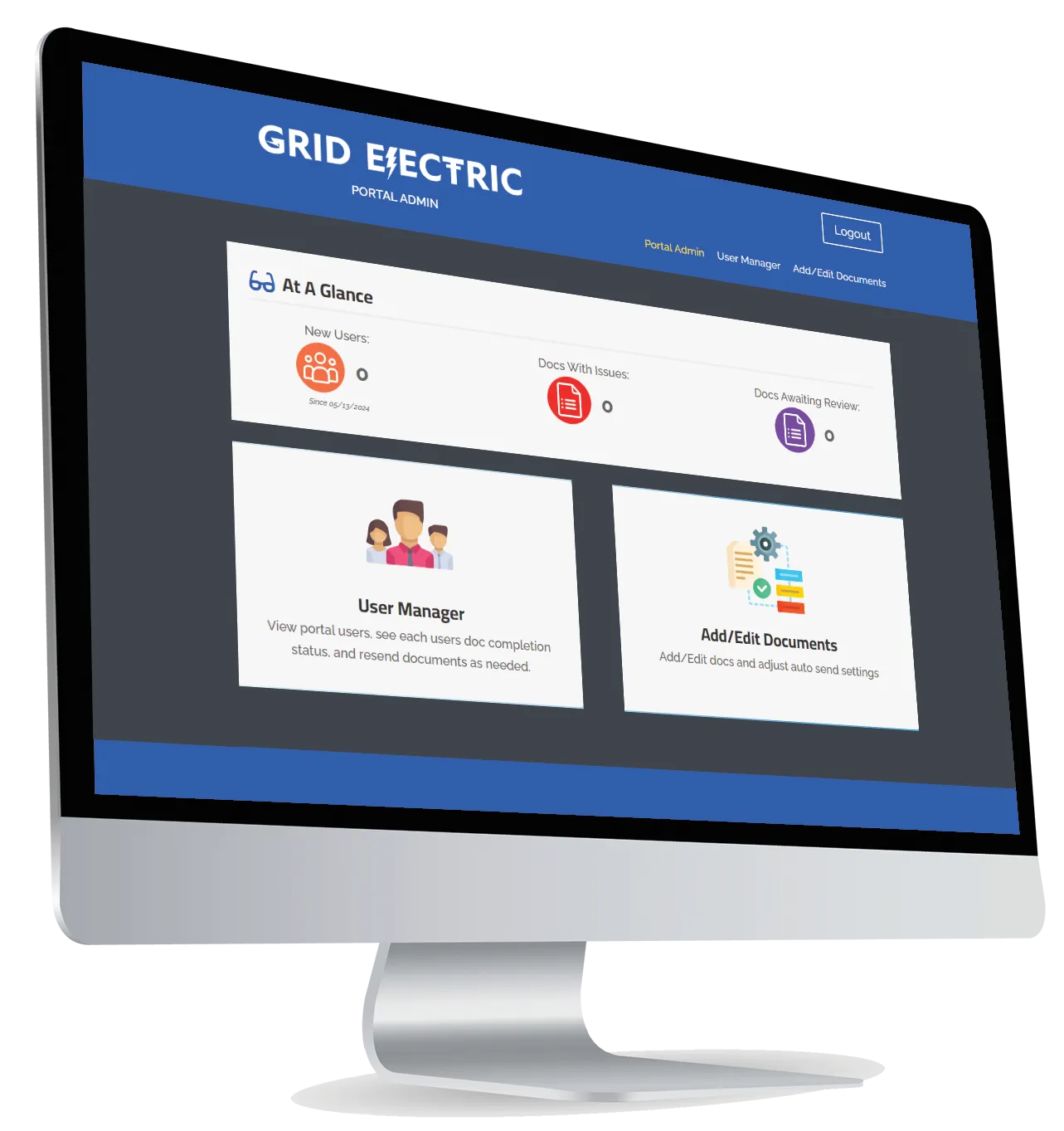 Grid Connex web app on monitor